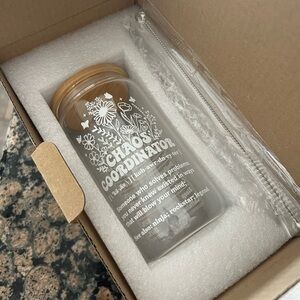 Brand New Glass Tumbler with Bamboo Lid